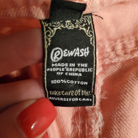 Women's Rewash Pink Acid Wash Studded Denim Shorts - Picture 8 of 8